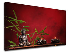 Klasičan slika na platnu s motivom FENG SHUI, mapa, priroda u zeleno-crvenih nijansama, mirna atmosfera, pogodan za dnevnog boravka | Slika za zid FENG SHUI – glavna