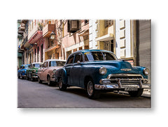 Pop art slika na platnu s motivom MOTO, ulica, automobil, gradski motiv u plavo-ružičastih nijansama, nostalgična atmosfera, nostalgija, pogodan za kancelarije – glavna