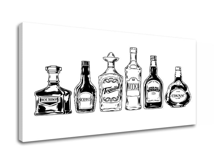Minimalistički slika na platnu s motivom priroda u bijelo-crnih nijansama, sofisticirana atmosfera, pogodan za kuhinje | Slika za zid s textom Drinks – proizvod