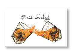 Industrijski slika na platnu s motivom pejzaž u bijelo-crnih nijansama, vesela atmosfera, proslava | Slika za zid s textom Drink whiskey – glavna