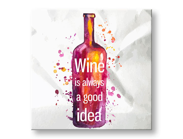 Pop art slika na platnu s motivom dječji motiv u bijelo-ljubičastih nijansama, razigrana atmosfera, proslava, pogodan za kuhinje | Slika za zid s textom Wine is always good idea – glavna