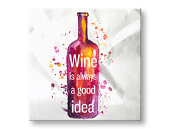 Pop art slika na platnu s motivom dječji motiv u bijelo-ljubičastih nijansama, razigrana atmosfera, proslava, pogodan za kuhinje | Slika za zid s textom Wine is always good idea – glavna