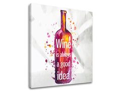 Pop art slika na platnu s motivom dječji motiv u bijelo-ljubičastih nijansama, razigrana atmosfera, proslava, pogodan za kuhinje | Slika za zid s textom Wine is always good idea – proizvod