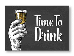 Vintage slika na platnu s motivom dječji motiv u bijelo-zlatnih nijansama | Slika za zid s textom Time to drink, zidna dekoracija – glavna