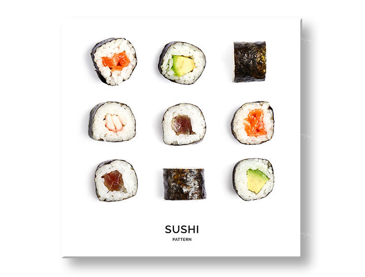 Industrijski slika na platnu s motivom SUSHI, priroda u bijelo-crnih nijansama, pogodan za kuhinje | Slika za zid SUSHI_067-12 – glavna