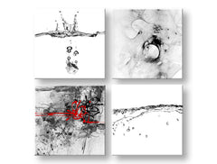 Kolaž slika na platnu s motivom Abstract moments, pejzaž u bijelo-crvenih nijansama, mirna atmosfera, priroda, pogodan za kancelarije | Slika za zid Abstract moments – glavna