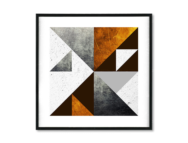 Geometrijski slika na platnu s motivom Dialogue with Modern Creation u bijelo-smeđih nijansama, sofisticirana atmosfera, minimalizam, pogodan za kancelarije – glavna