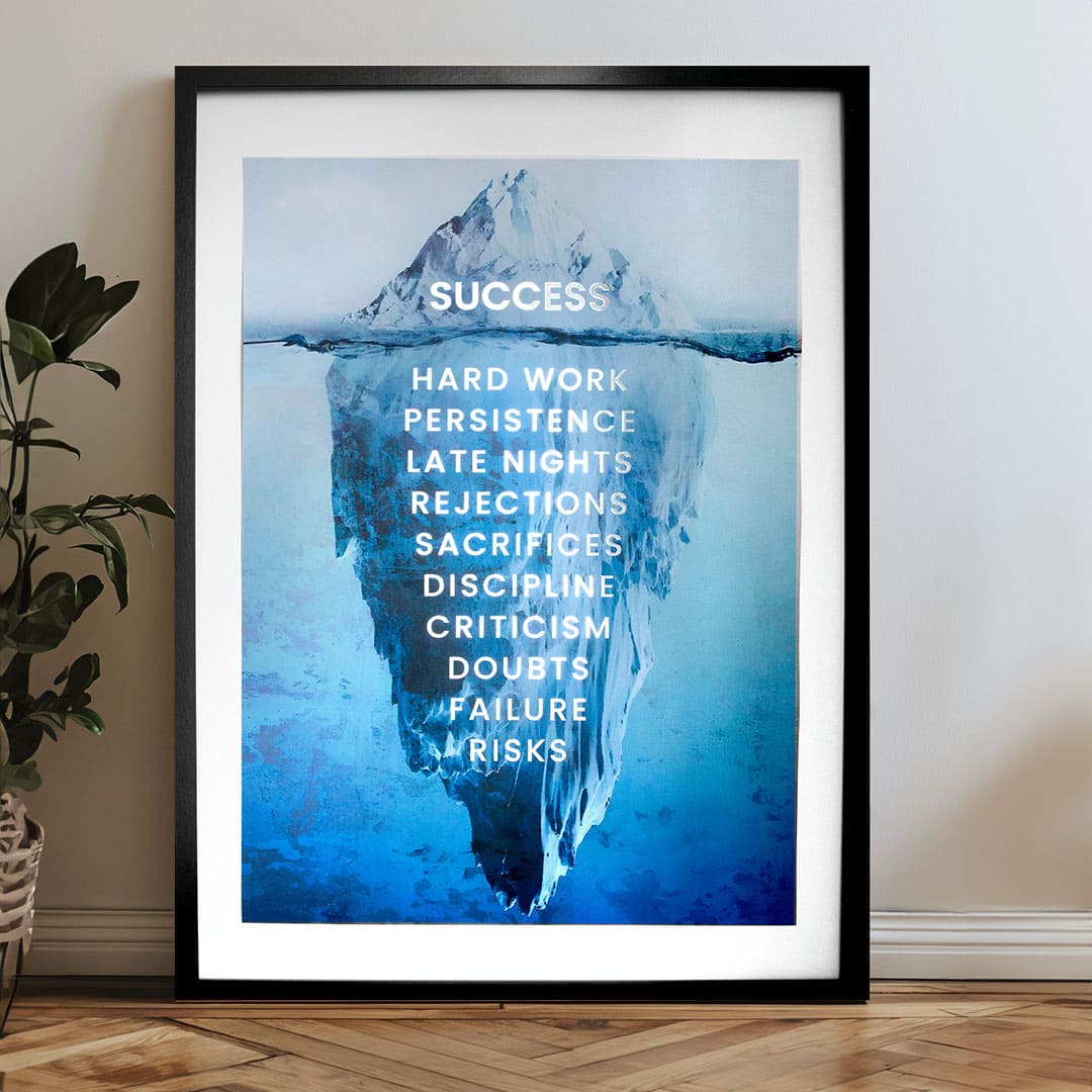 Moderan slika na platnu u srebrnih nijansama | Poster za zid s EXTRA efektom - Iceberg of Success, zidna dekoracija – proizvod