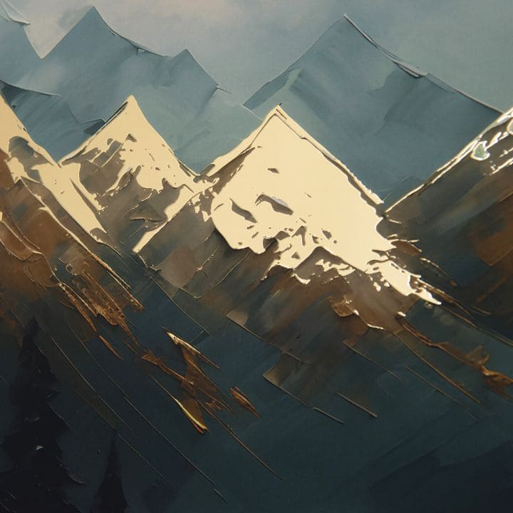 Moderan slika na platnu s motivom planine, snijeg, drveće, nebo, mirna atmosfera, priroda i samoća | Poster za zid s EXTRA efektom - Mountain Majesty – proizvod, pogled 2