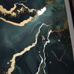 Moderan slika na platnu u tirkizno-zlatnih nijansama, elegantna atmosfera, priroda i luksuzan utisak | Poster za zid s EXTRA efektom - Marble of Sea – proizvod, pogled 2