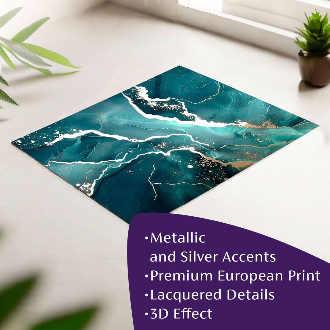 Moderan slika na platnu u tirkizno-zlatnih nijansama, elegantna atmosfera, priroda i luksuzan utisak | Poster za zid s EXTRA efektom - Marble of Sea – glavna