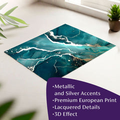 Moderan slika na platnu u tirkizno-zlatnih nijansama, elegantna atmosfera, priroda i luksuzan utisak | Poster za zid s EXTRA efektom - Marble of Sea – glavna