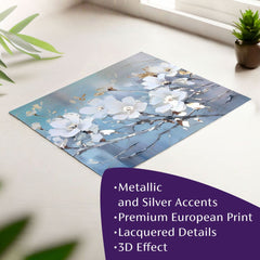 Moderan slika na platnu s motivom grane, lišće u krem-zlatnih nijansama, mirna atmosfera, priroda i proljetna atmosfera | Poster za zid s EXTRA efektom - Nordic Bloom – glavna