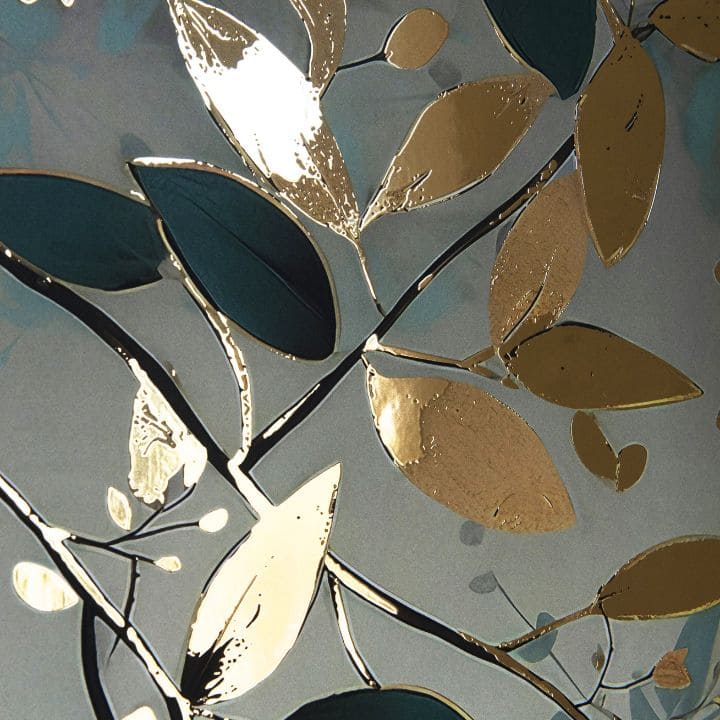 Moderan slika na platnu s motivom lišće, grane u tirkiznih nijansama, sofisticirana atmosfera, priroda i rast i razvoj | Poster za zid s EXTRA efektom - Nordic Flora – proizvod, pogled 2