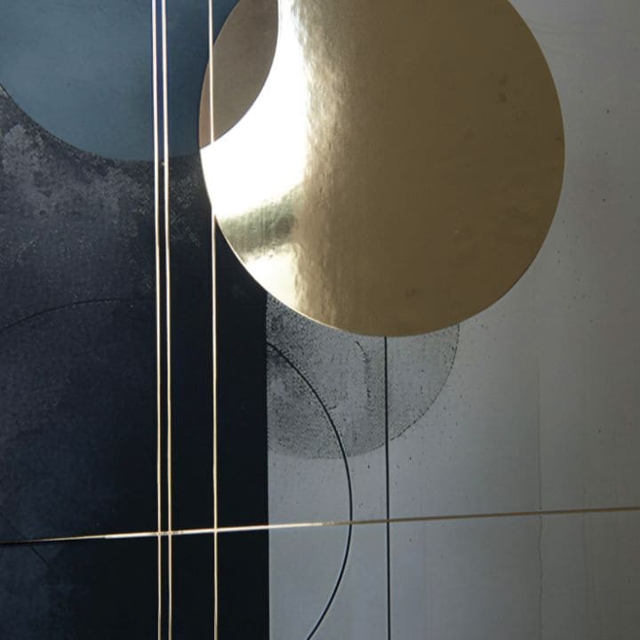 Moderan slika na platnu s motivom zlatni akcenti u zlatno-bijelih nijansama, sofisticirana atmosfera, luksuzan utisak i minimalizam | Poster za zid s EXTRA efektom - Scandinavian Shapes – ..., pogled 2