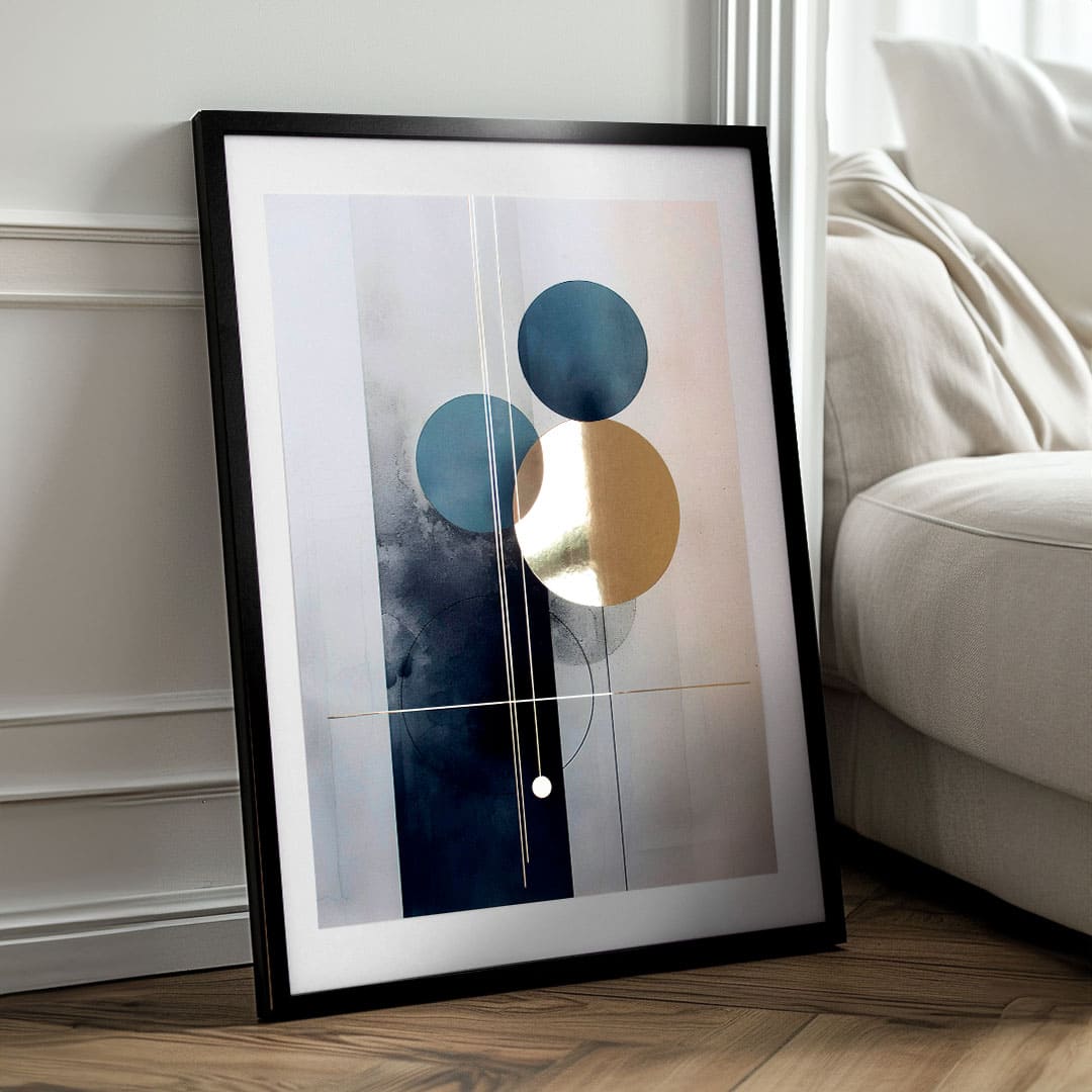 Moderan slika na platnu s motivom zlatni akcenti u zlatno-bijelih nijansama, sofisticirana atmosfera, luksuzan utisak i minimalizam | Poster za zid s EXTRA efektom - Scandinavian Shapes – proizvod