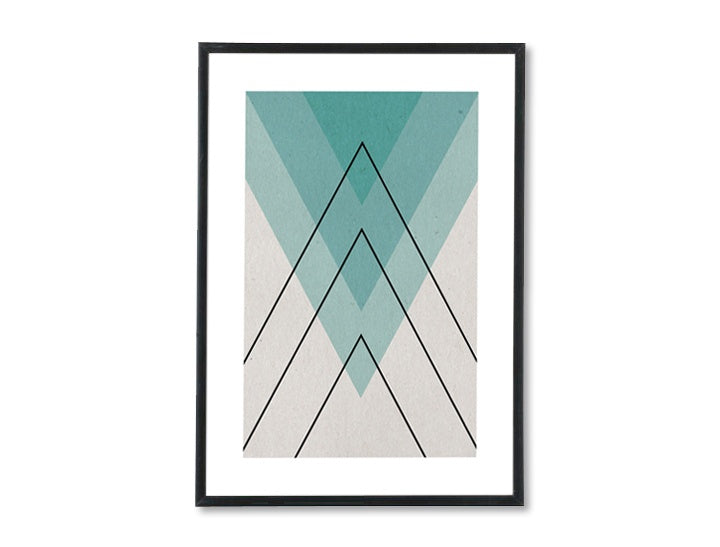 Geometrijski slika s motivom Silent Translation, priroda u bež-plavih nijansama | Poster za zid Silent Translation, priroda – pregled
