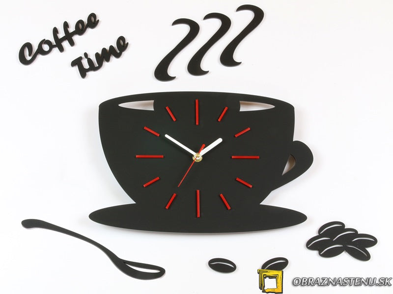 Moderan slika na platnu s motivom Red Satin Cup, šolja kafe u bijelo-zlatnih nijansama, razigrana atmosfera, pogodan za kuhinje | Moderan zidni sat Red Satin Cup – glavna