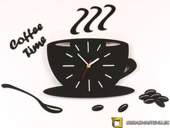Industrijski slika s motivom White Satin Cup, šolja kafe, dječji motiv u bijelo-zlatnih nijansama | Moderan zidni sat White Satin Cup, vrijeme – pregled
