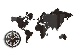 Moderan zidni sat WORLD MAP WENGE wenge - glavna slika