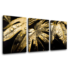 Sa zlatnim tiskom slika na platnu s motivom Dance of the Gold Leaves, priroda u zlatno-crnih nijansama, luksuzna atmosfera, priroda i luksuzan utisak – glavna