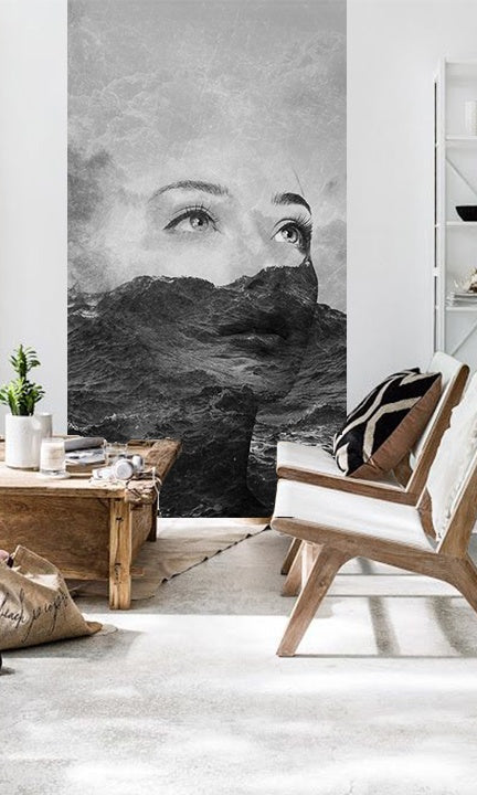 Geometrijski slika s motivom Zoya VERDI + ljepilo Besplatno, okean, talasi u bijelo-crvenih nijansama | Foto tapeta za zid Zoya VERDI + ljepilo Besplatno – pregled